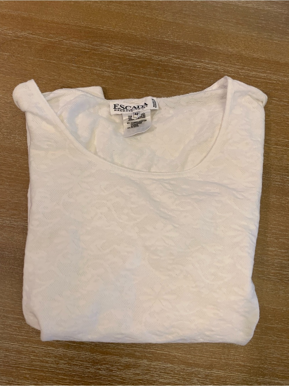 Escada Crisp White Textured Short Sleeve Tee - Picture 10 of 10